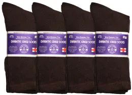 24 Pairs Yacht & Smith Women's Cotton Diabetic NoN-Binding Crew Socks - Size 9-11 Brown - Women's Diabetic Socks