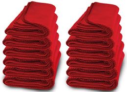 12 Wholesale Yacht & Smith Fleece Blankets Solid Red 50x60 Inches