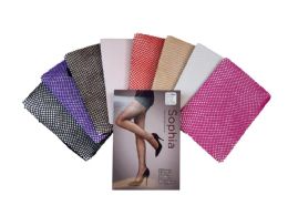 48 Wholesale Ladies' Fishnet Pantyhose Queen Size In Hot Pink