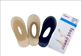 96 Bulk Ladies' Foot Cover Sock Nylon One Size In Dark Beige