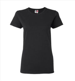 72 Bulk Super Soft Ladies Black Spandex Crew Neck T-Shirt 5 Oz Size Small
