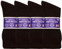 60 Wholesale Yacht & Smith Men's King Size Loose Fit Diabetic Crew Socks, Brown, Size 13-16