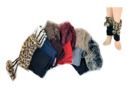 24 Wholesale Ladies' Faux Fur Leg Warmer One Size