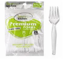 96 Units of Ideal Dining 24 Count Clear Fork - Disposable Cutlery