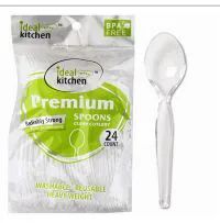 96 Pieces Ideal Dining 24 Count Clear Spoon - Disposable Cutlery