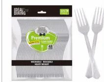 96 Units of Ideal Dining 48 Count Clear Fork - Disposable Cutlery