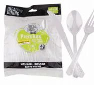 96 Units of Ideal Dining 48 Count Clear Combination Cutlery - Disposable Cutlery