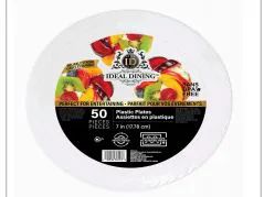 48 Units of Ideal Dining Plastic Plate 7 Inch White 50 Count - Disposable Plates & Bowls