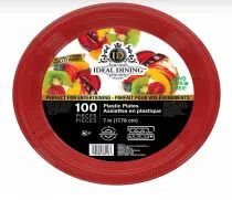 24 Units of Ideal Dining Plastic Plate 7 Inch Red 100 Count - Disposable Plates & Bowls