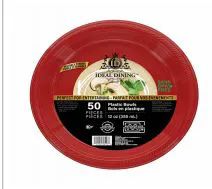 48 Units of Ideal Dining Plastic Bowl 12 Inch Red 50 Count - Disposable Plates & Bowls