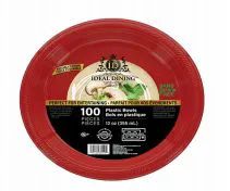 24 Wholesale Ideal Dining Plastic Bowl 12 Inch Red 100 Count