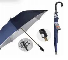 24 Wholesale Drops Umbrella Long 70 Cm Silver Lining