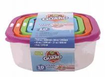 24 Units of 10 Piece Plastic Food Container Square - Food Storage Containers