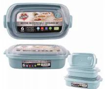 12 Units of Plastic Food Container With Vent 6 Pack Rectangular - Food Storage Containers