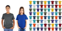 72 Pieces Kids Unisex Cotton Crew Neck T-Shirts, Assorted Sizes And Colors, Ages 4-12 - Kids Clothes Donation