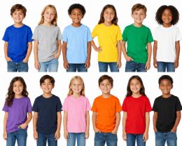 432 Pieces Kids Unisex Cotton Crew Neck T-Shirts, Assorted Sizes And Colors, Ages 4-12 - Kids Tee shirts For Donation
