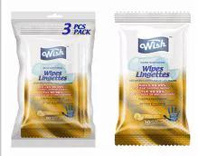 72 Wholesale Wish Hand Sanitizing Wipes Bag 10 Count 3 Pack Lemon