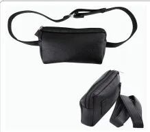 48 Units of Cc Fanny Pack Leather Black Rectangle - Fanny Pack