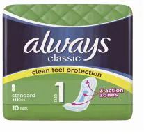 48 Pieces Always Classic Normal 10 Standard Green - Personal Care