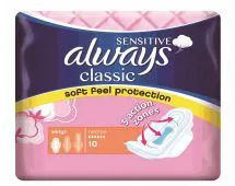 48 Pieces Always Classic Normal 10 Wings Sensitive Pink - Personal Care