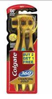 36 Pieces Colgate Toothbrush 360 Charcoal Gold 3 Pack - Toothbrushes and Toothpaste
