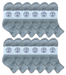 24 Wholesale Yacht & Smith Light Weight Womens Gray Q Ankle Socks, Size 9-11