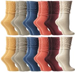 24 Bulk Yacht & Smith Slouch Socks For Women, Assorted Colors Size 9-11 - Womens Scrunchie Sock