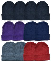 24 Wholesale Yacht & Smith Unisex Winter Knit Hat Assorted Colors
