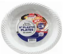 48 Units of Plastic Plate Microwaveable 9 Inch 25 Count - Disposable Plates & Bowls