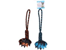18 Wholesale 17 In Dog Rope Pull Toy With Spike Rubber Football Chew