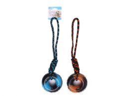 18 Wholesale 17 In Dog Rope Pull Knotted Pull Toy With Spike Rubber Donut Chew