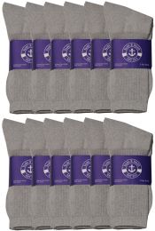 24 Bulk Yacht & Smith Men's Cotton Terry Cushion Athletic Gray Crew Socks