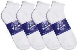 24 Bulk Yacht & Smith Mens Cotton White Sport Ankle Socks, Sock Size 10-13