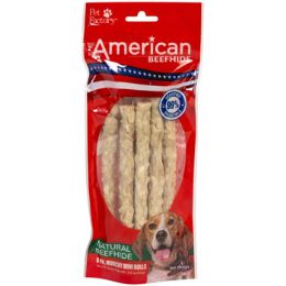 24 Pieces Dog Treats Natural Beefhide 8pk 5 Inch Munchy Mini Rolls American Beefhide #27048 - Pet Chew Sticks and Rawhide