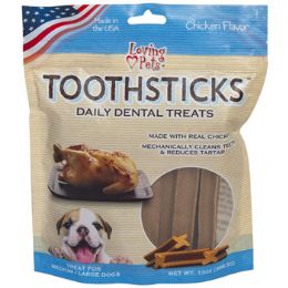 24 Pieces Dog Treat Dental Toothsticks Chicken Flavor 13 Oz For Medium To Large Dogs Made In Usa - Pet Chew Sticks and Rawhide