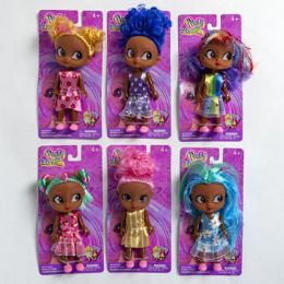 24 Pieces Doll Pretty Dorables 5in Black 6asst Styles W/colorful Hairtie On Card 4+ - Dolls