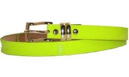 96 Wholesale Womens Plain Light Green Skinny Belt