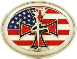 48 Pieces American Flag Cross Belt Buckle - Belt Buckles
