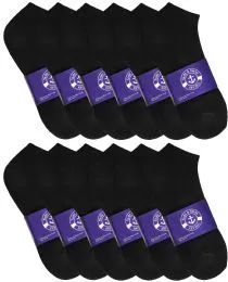 12 Pairs Yacht & Smith Mens Black Lightweight Cotton No Show Ankle Socks, Sock Size 10-13 - Mens Ankle Sock