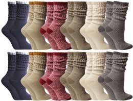 24 Units of Yacht & Smith Slouch Socks For Women, Assorted Colors Size 9-11 - Womens Crew Sock - Womens Crew Sock