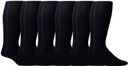 6 Wholesale Yacht & Smith Men's Navy Cotton Terry Athletic Tube Socks, Size 10-13