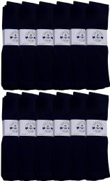 36 Wholesale Yacht & Smith Men's Navy Cotton Terry Athletic Tube Socks, Size 10-13