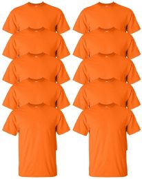 144 Pieces Gildan Mens Orange Cotton Crew Neck Short Sleeve T-Shirts Solid Orange Size 3x - Mens Clothes for The Homeless and Charity