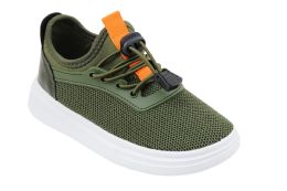 12 Wholesale Boy's Sneakers Casual Sports Shoes In Olive