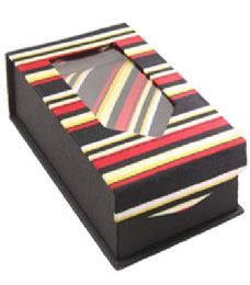 24 Wholesale Tie And Cuff Link Set In Black And Red Striped