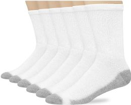 180 Pairs Hanes Mens White Cushioned Crew Socks, Shoe Size 12-15 - Men's Socks for Homeless and Charity