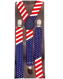 36 Wholesale American Flag Suspenders
