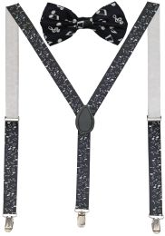 24 Pieces Musical Suspenders And Bow Tie Set - Suspenders