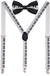 24 Bulk Piano Suspenders And Bow Tie Set