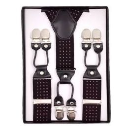 24 Bulk Textured Suspenders Brown